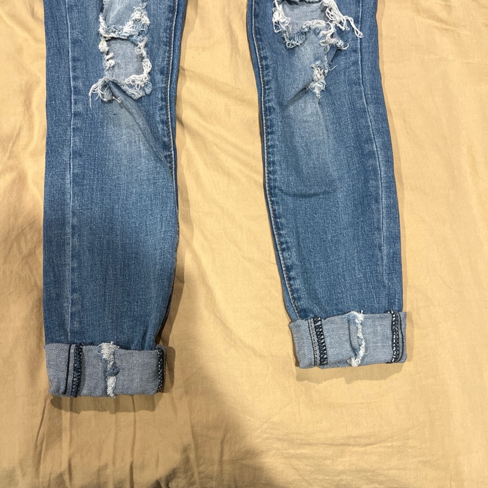 Trendy Distressed Blue Jeans - Picture 2 of 4